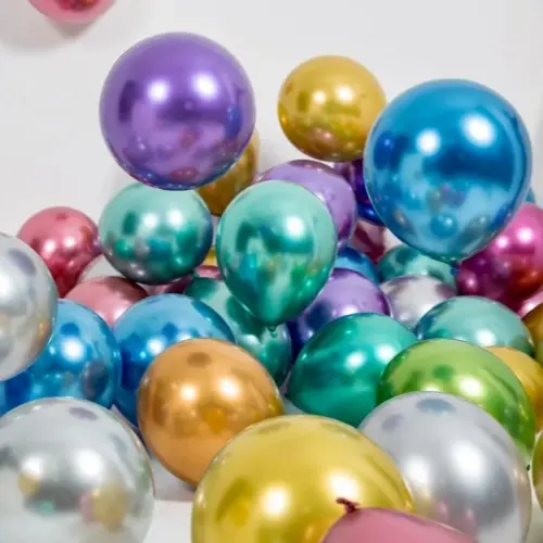 10 hazbeteko metalezko Chrome Latex Globoak