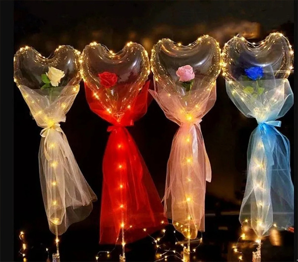 Bihotz formako Bobo globo arrosa multzoa