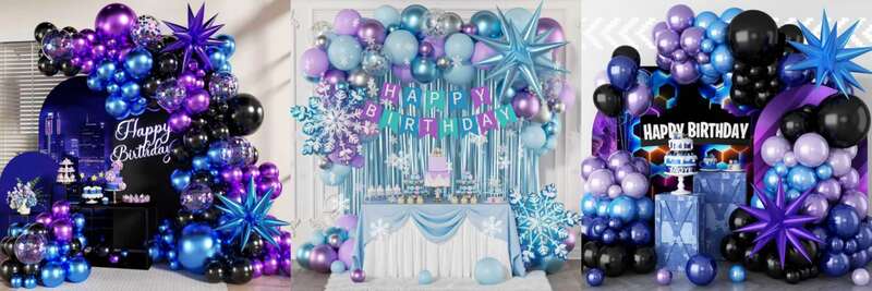Metallic purple blue balloon birthday decoration