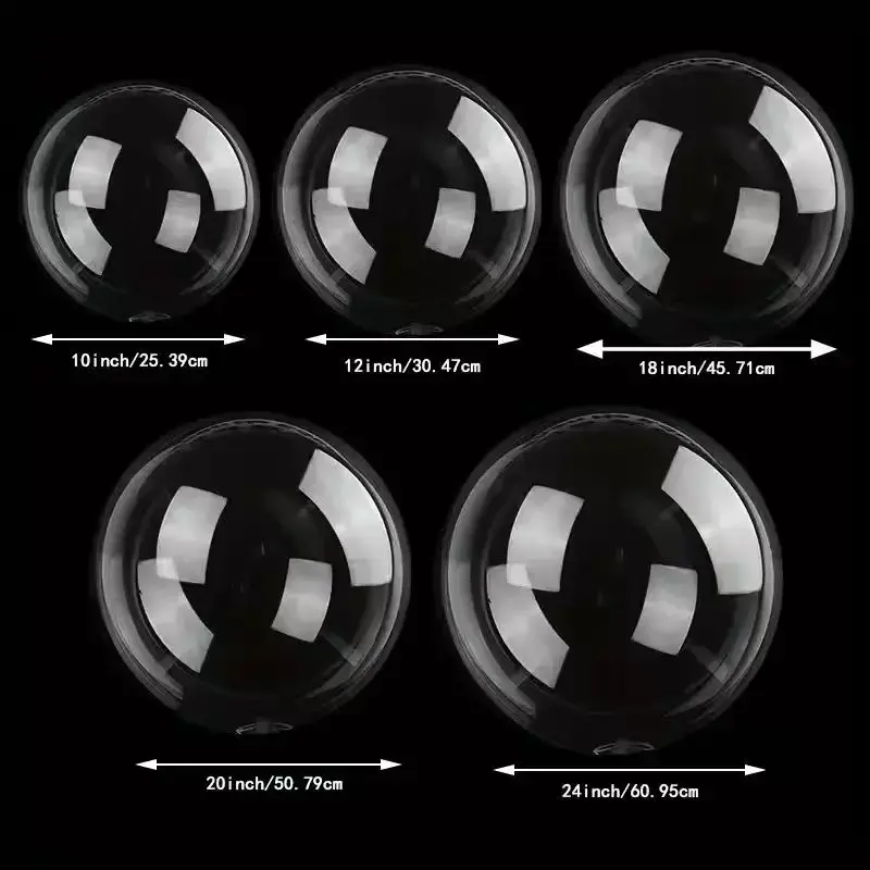 18 inch 20 inch and 24 inch clear Bobo balloon size comparison for wholesale product selection