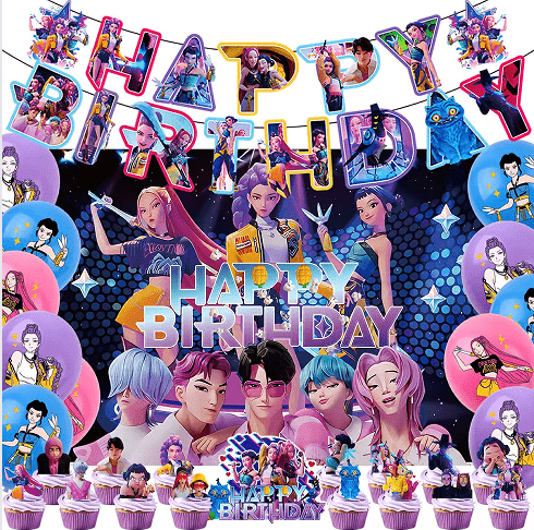 K-POP Demon Hunters Party dekorazio multzoa