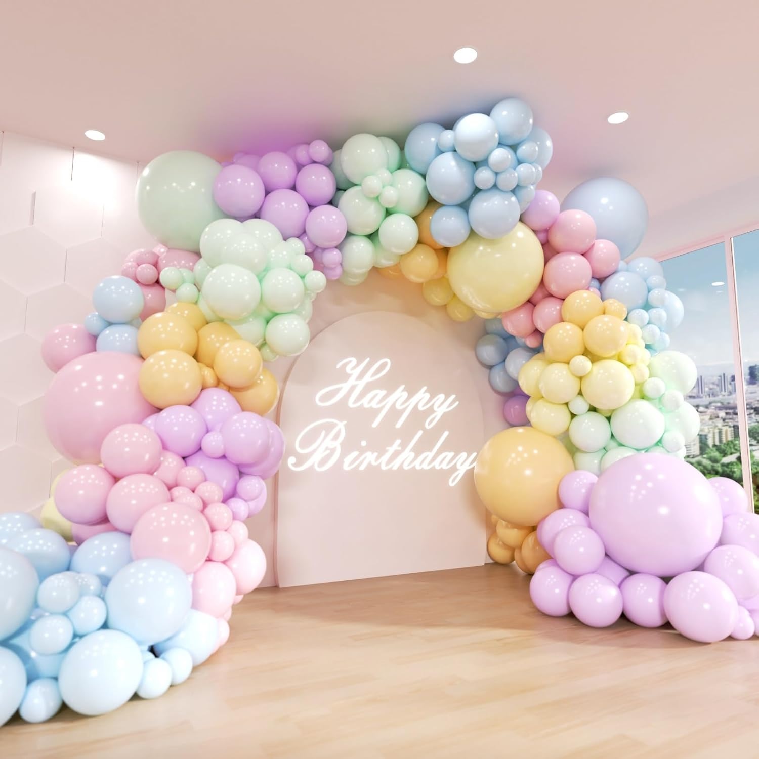 Macaroon Globoak Garland Arch