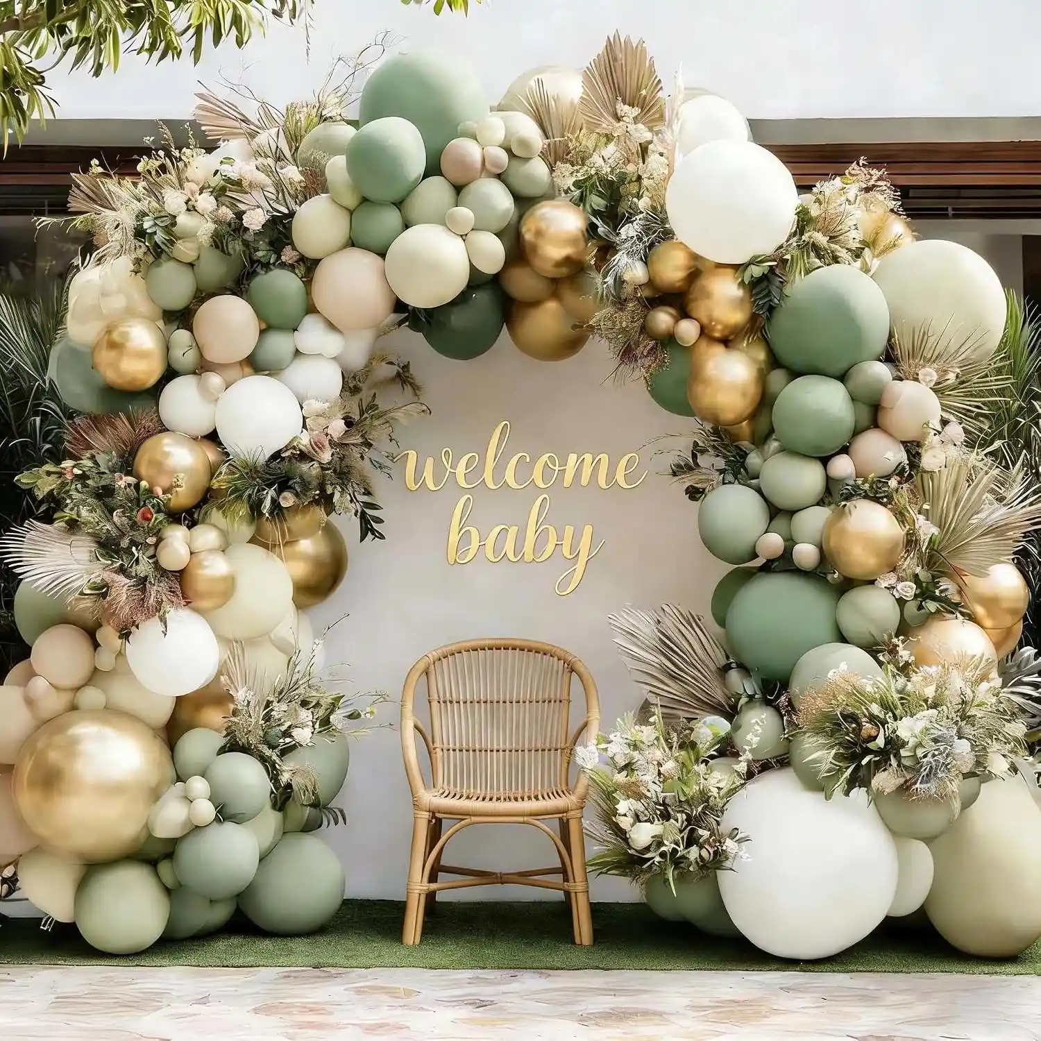 Sage Green Baby Shower Globo Garland